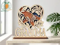 [Laser cut and engrave] Grandma 3D Heart Layered Laser Cut File