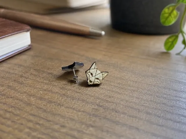 Boucles d'oreilles en forme de tête de renard geométrique