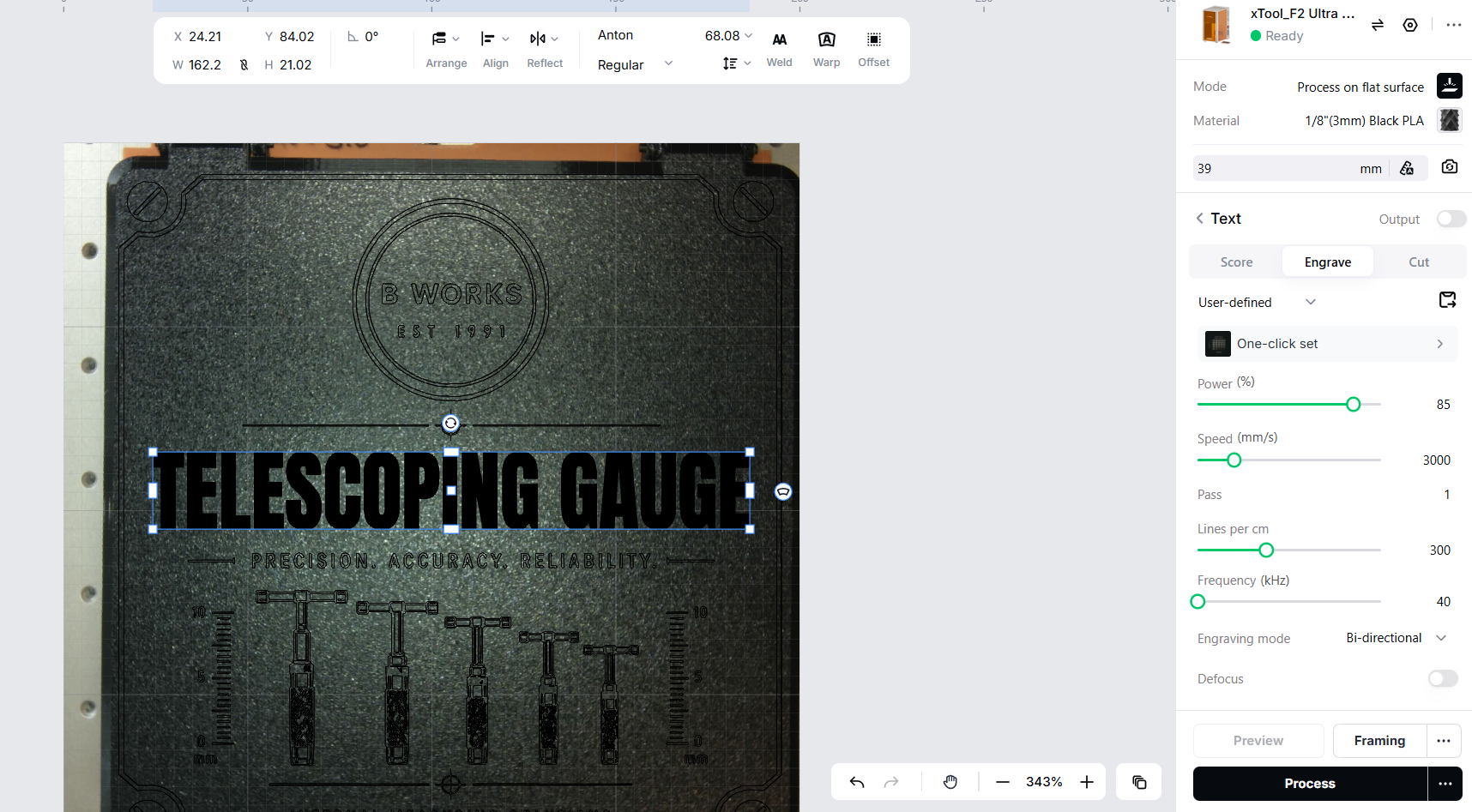 Hộp công cụ in 3D khắc cho máy đo - Dự án F2 Ultra UV instruction: step 2 - Thiết kế khắc được tách ra để khắc VĂN BẢN và chấm điểm tất cả các yếu tố thiết kế khác