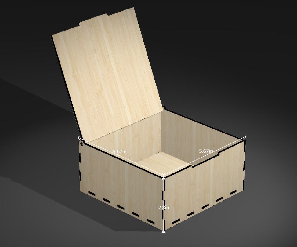 [Laser cut and engrave] Square wooden storage box with lid