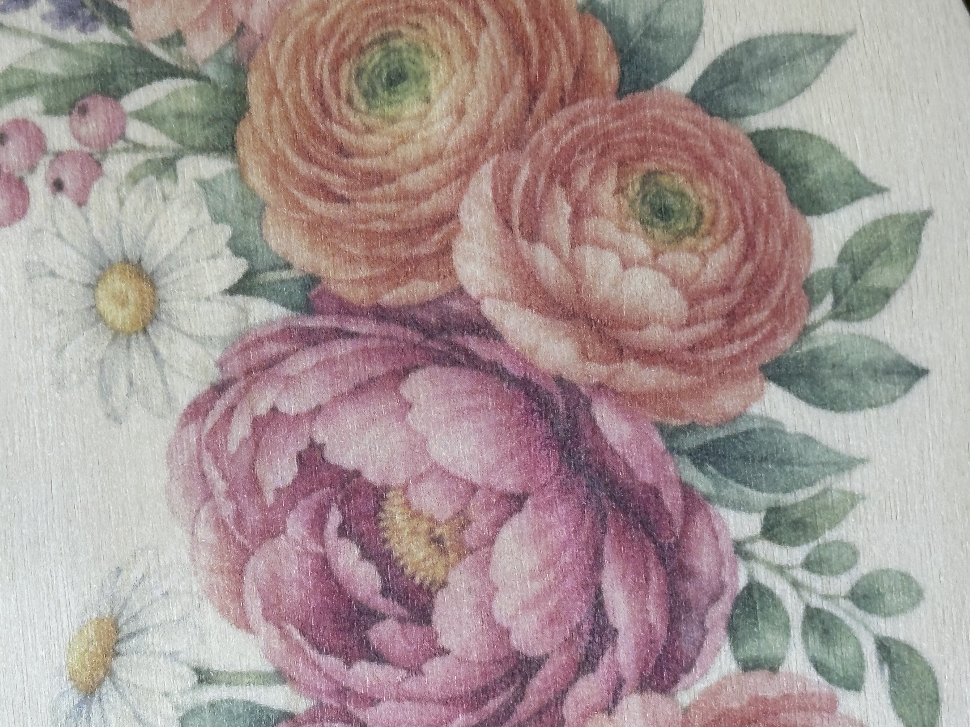 [Inkjet printing] Rundes Holzschild mit floralem Blumenkranz Motiv