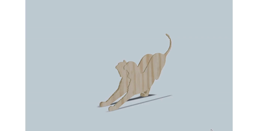 [Laser cut and engrave] Stretching Cat Figurine Tabletop Sculpture