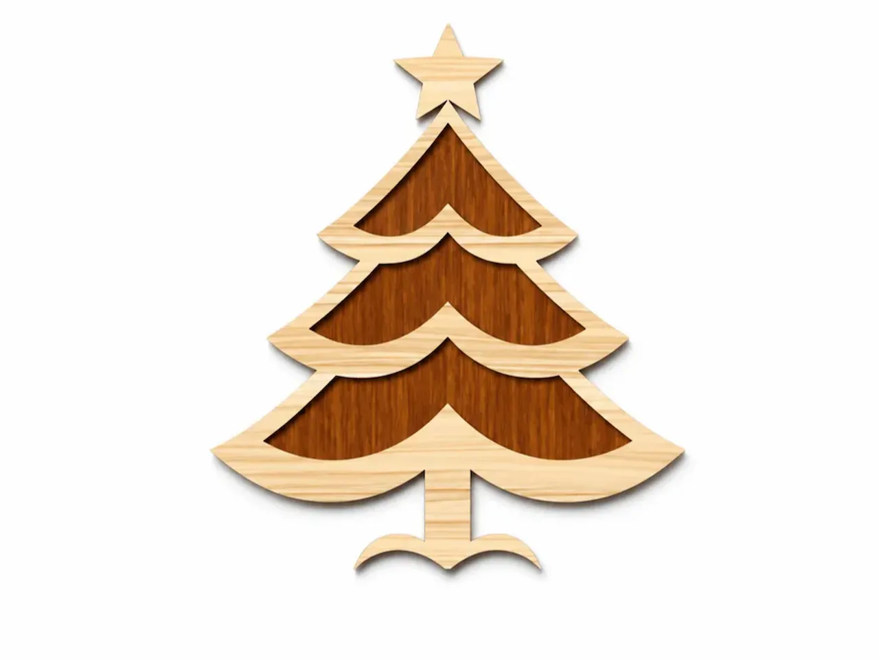 [Laser cut and engrave] Layered Wooden Christmas Tree Wall Hanging with Star Topper