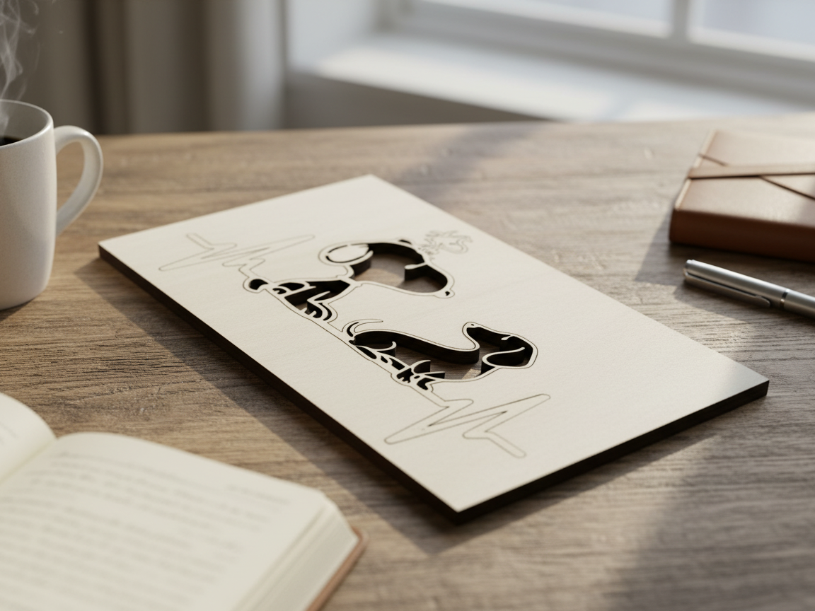 Wandbild mit Dackel Motiv und EKG Linie