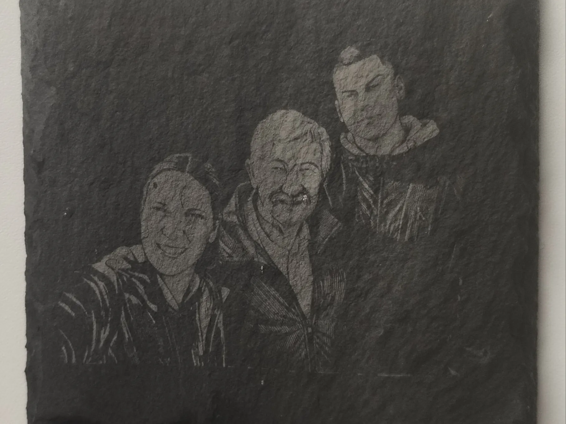Family Portrait on Natural Slate Plaque