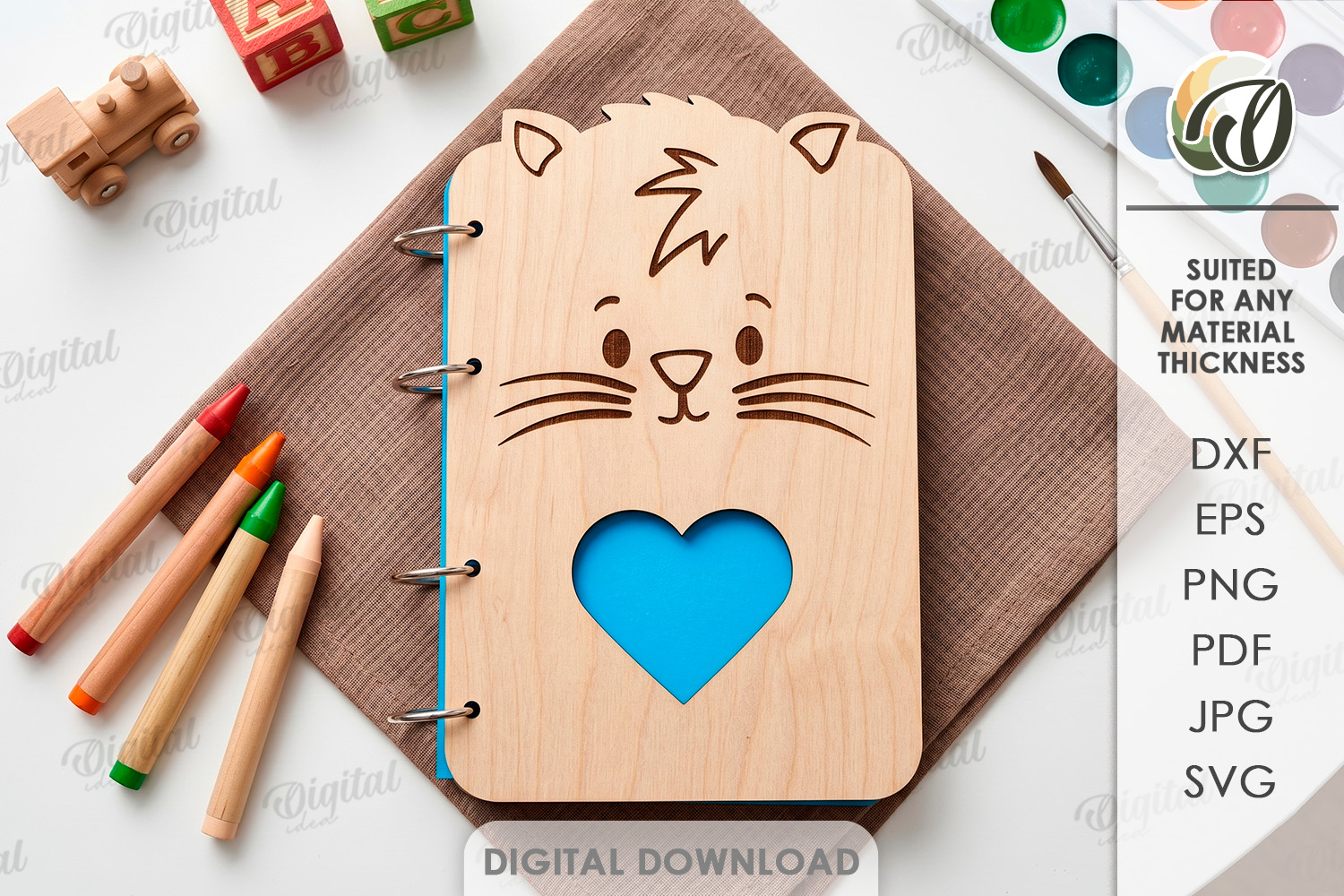[Laser cut and engrave] Cute Notebook Covers Bundle. Animal Journal Cover Laser Cut Files. Kids Notebook. School SVG. 4 Ring Binder. Children's Planner