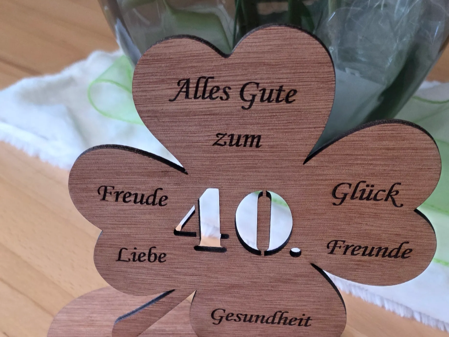 Kleeblatt zum 40. Geburtstag mit Glückwünschen