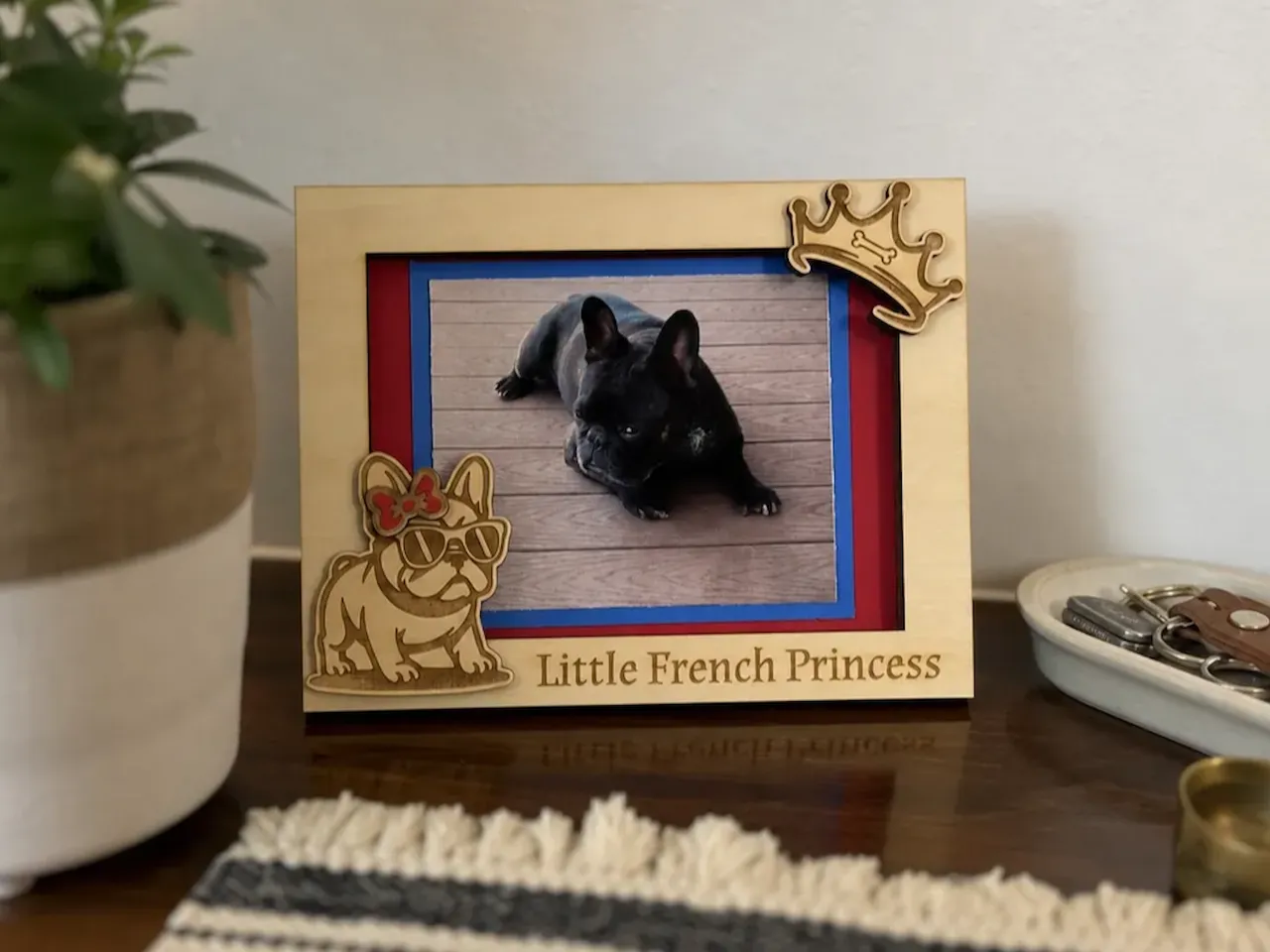 [Laser cut and engrave] Little French Princess French Bulldog Picture Frame