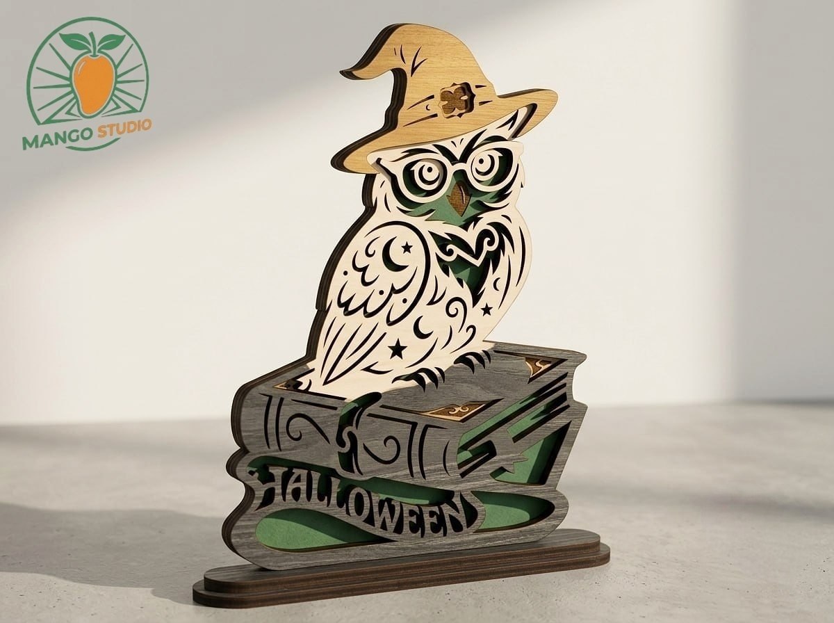 [Laser cut and engrave] 3D Layered Halloween Owl Laser File 3mm