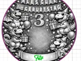 [Laser cut and engrave] Runder Geburtstagskuchen-Aufleger mit Dinosaurier-Motiv und Namen Felix