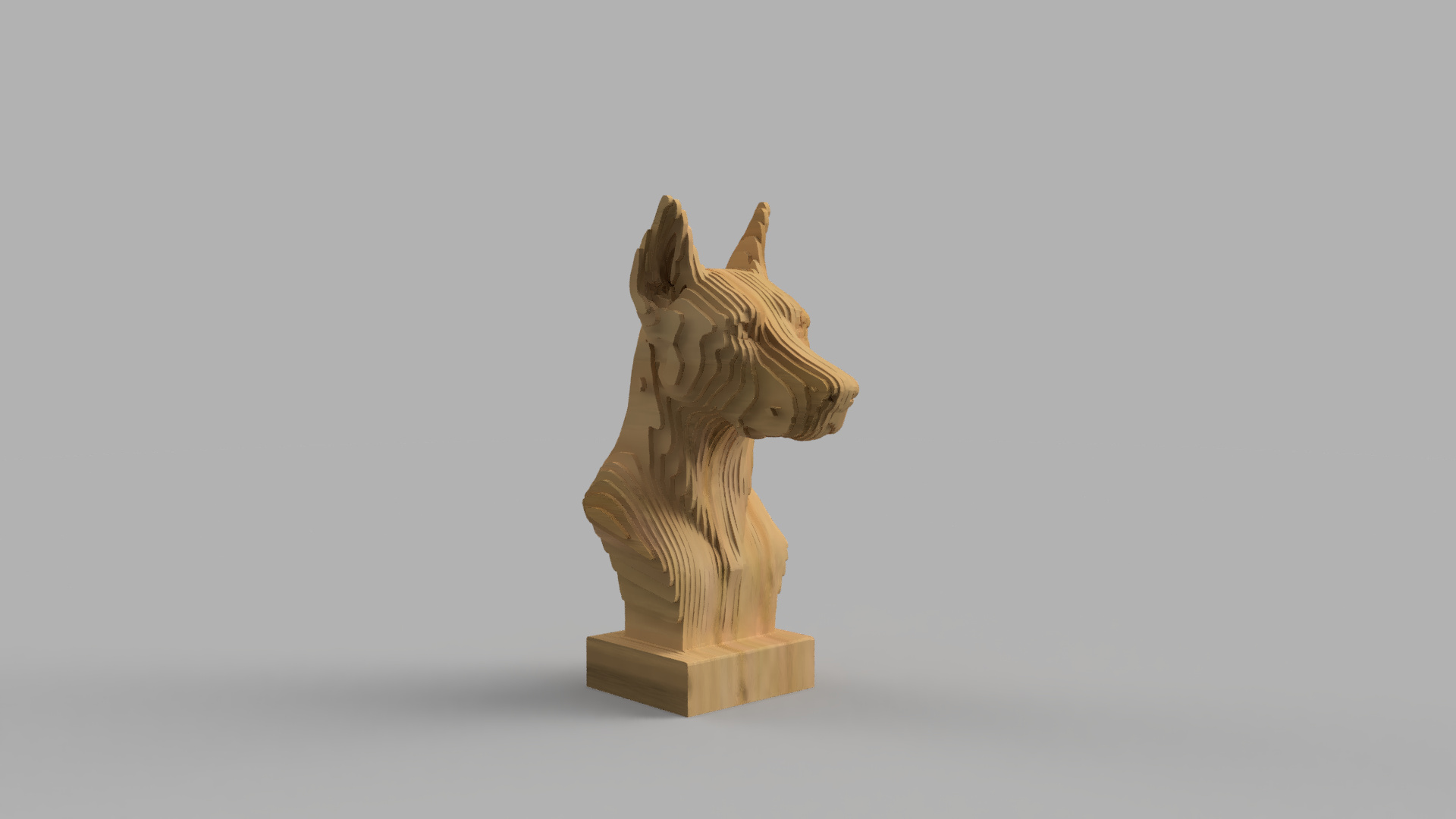 [Laser cut and engrave] Doberman Pinscher Dog Bust Sculpture