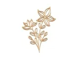 [Laser cut and engrave] Floral Silhouette Cutout with Two Stylized Flowers and Leaves