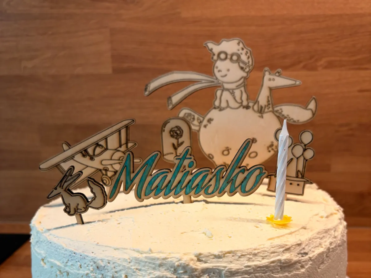[Laser cut and engrave] The Little Prince Themed Cake Topper with Personalized Name
