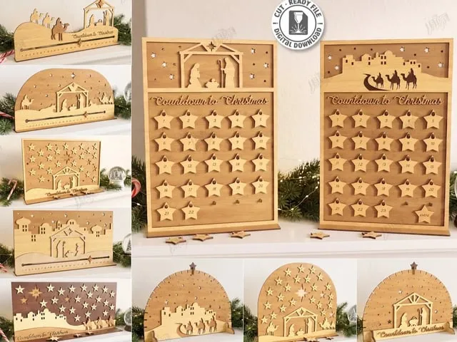 Nativity Scene Christmas Countdown Advent Calendar Laser Cut Bundle