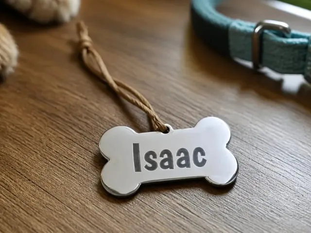 Médaillon d'identification pour chien en forme d'os personnalisé avec le nom Isaac