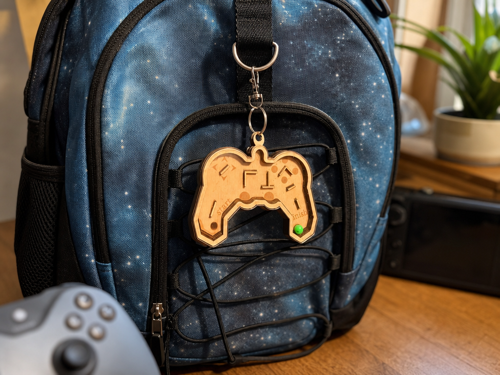 [Laser cut and engrave] Video Game Controller Maze Keychain