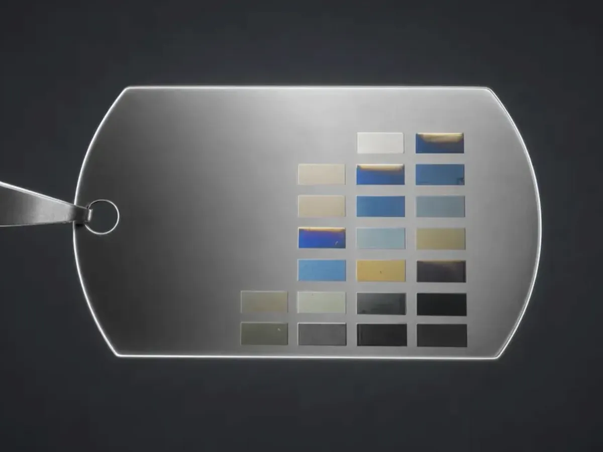 [Laser cut and engrave] Metal dog tag with color swatch test grid