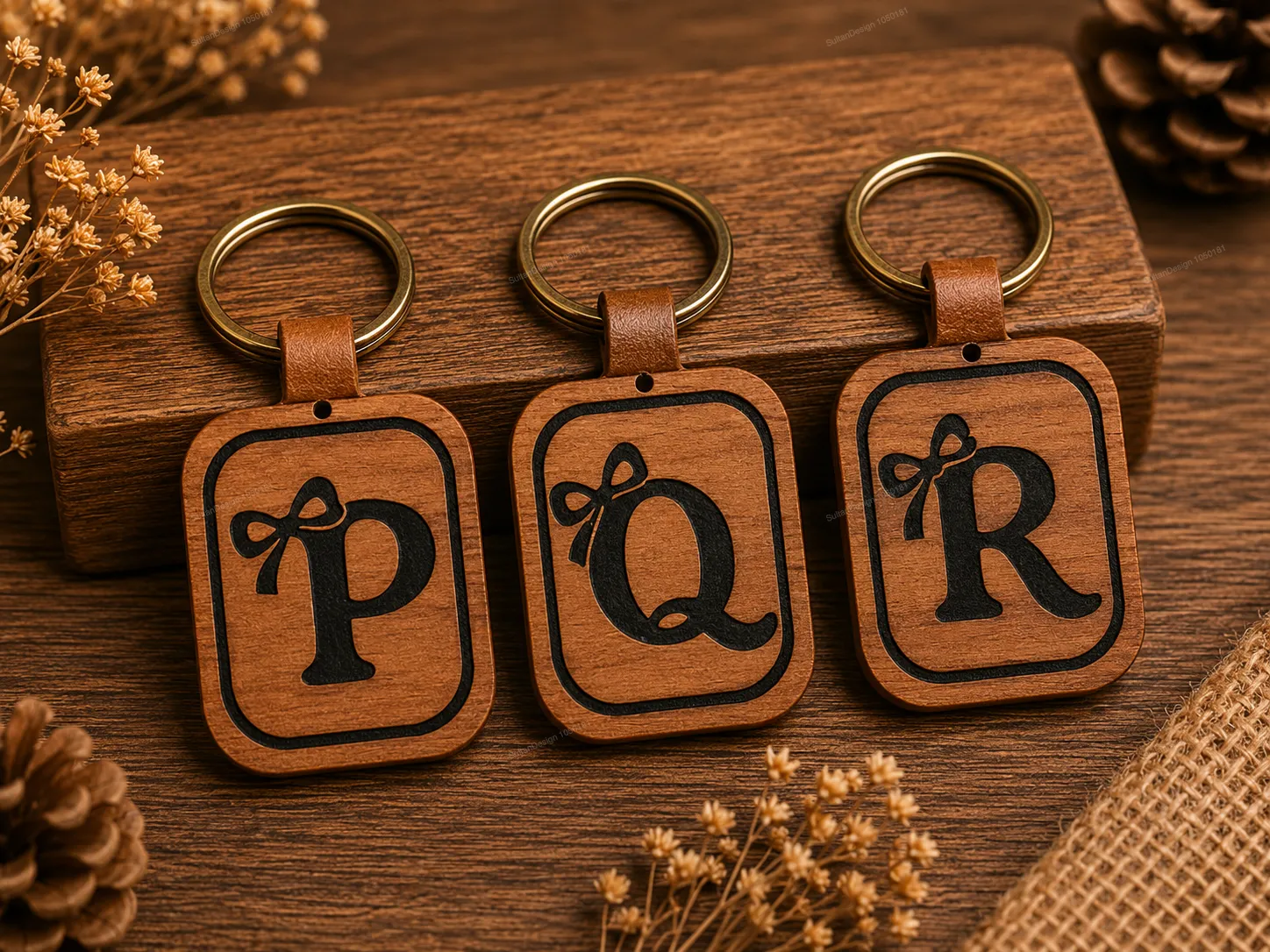 Aesthetic Coquette Bow Alphabet P Q R Keychain SVG Laser Cut Designs