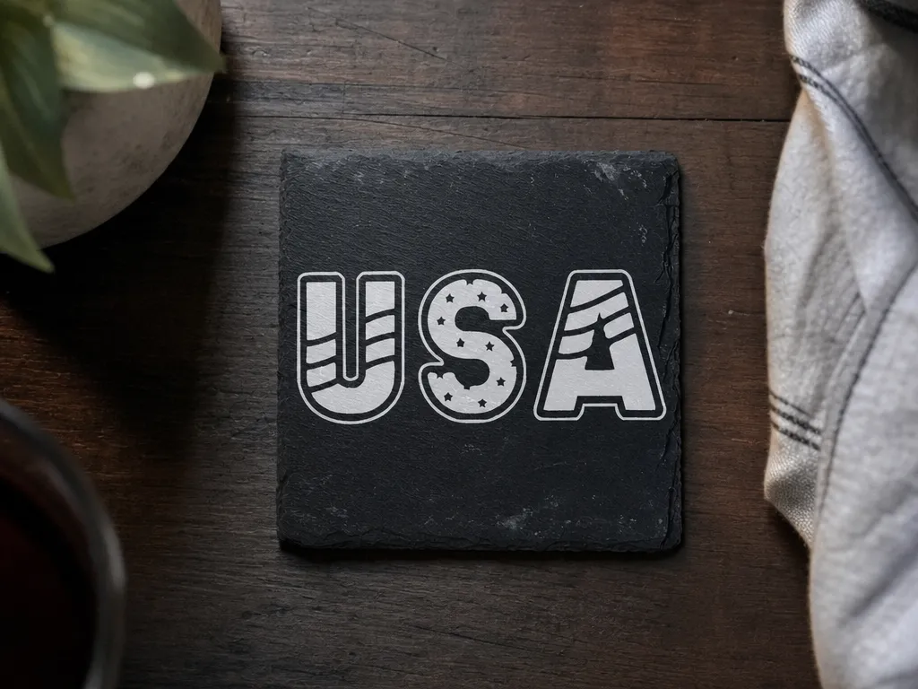 USA Patriotic Slate Drink Coaster