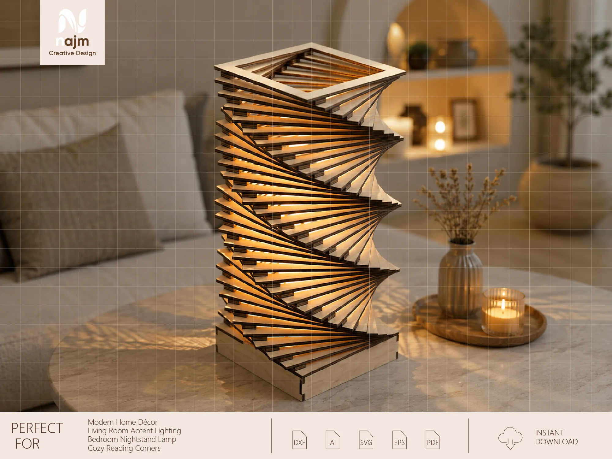 Modern Geometric Spiral Table Lamp with Warm Ambient Lighting