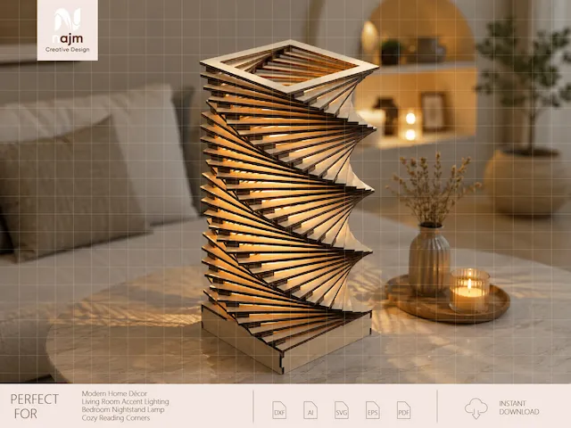 Modern Geometric Spiral Table Lamp with Warm Ambient Lighting
