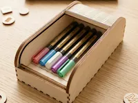 [Laser cut and engrave] Holz Stiftebox mit Rollverschluss für den Schreibtisch
