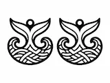 [Laser cut and engrave,Other] Whale Tail and Ocean Wave Pendant Earrings