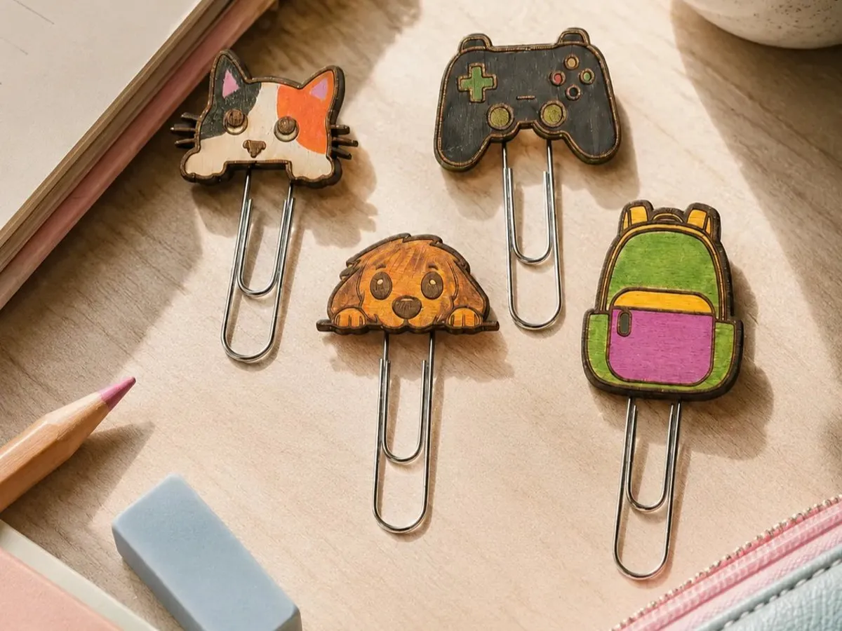 [Laser cut and engrave] Decorative Animal and Gaming Themed Paper Clips for Stationery