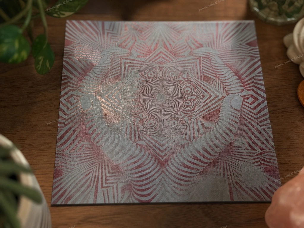 Square Canvas Wall Art Featuring Intricate Geometric Mandala and Cupped Hands Illustration