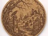 [Laser cut and engrave] Set of Four Halloween Themed Cork Coasters with Spooky Scenes