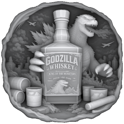 GodzillaWhiskeyCoaster.xs