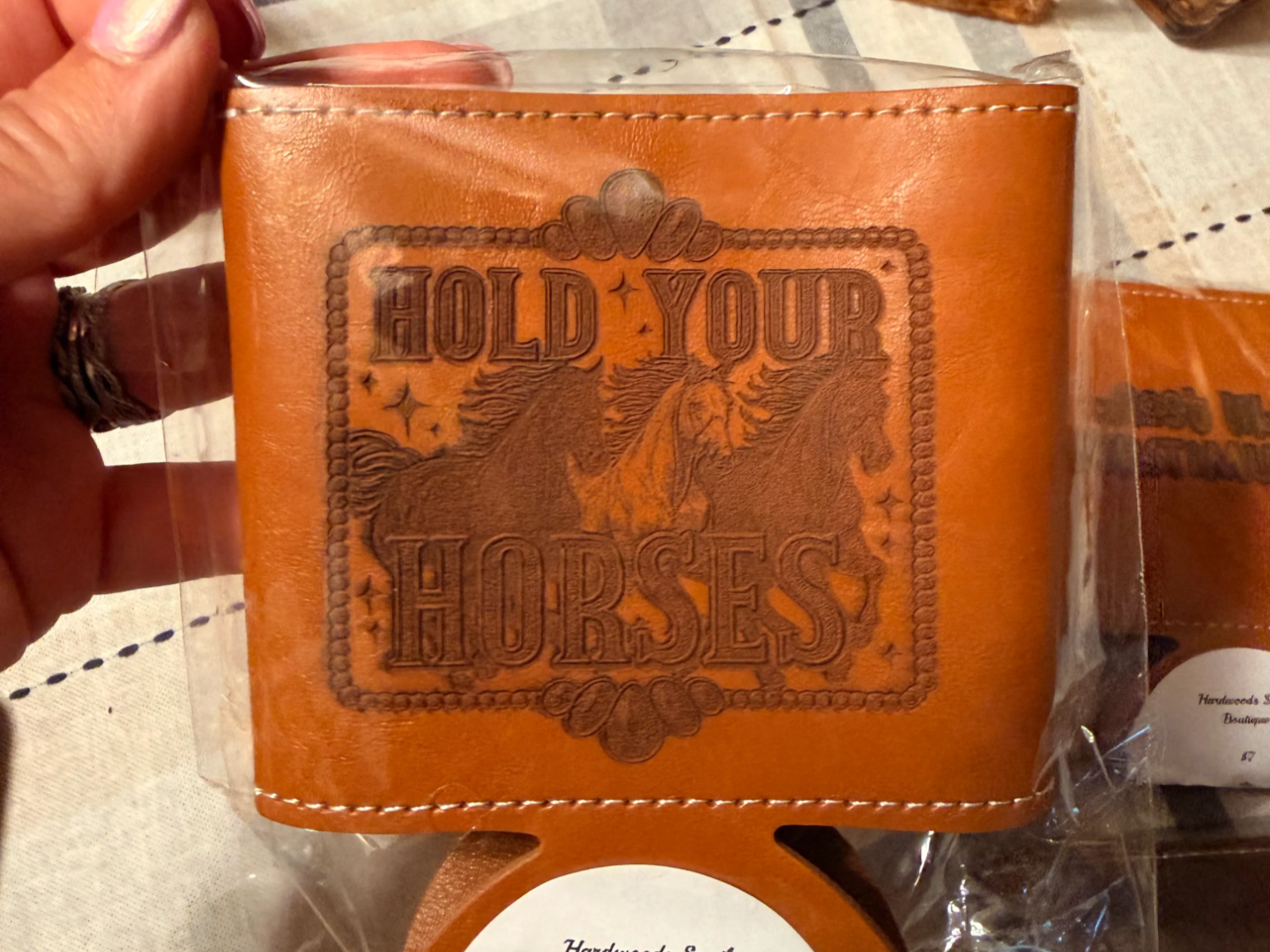 Hold Your Horses Leather Can Cooler