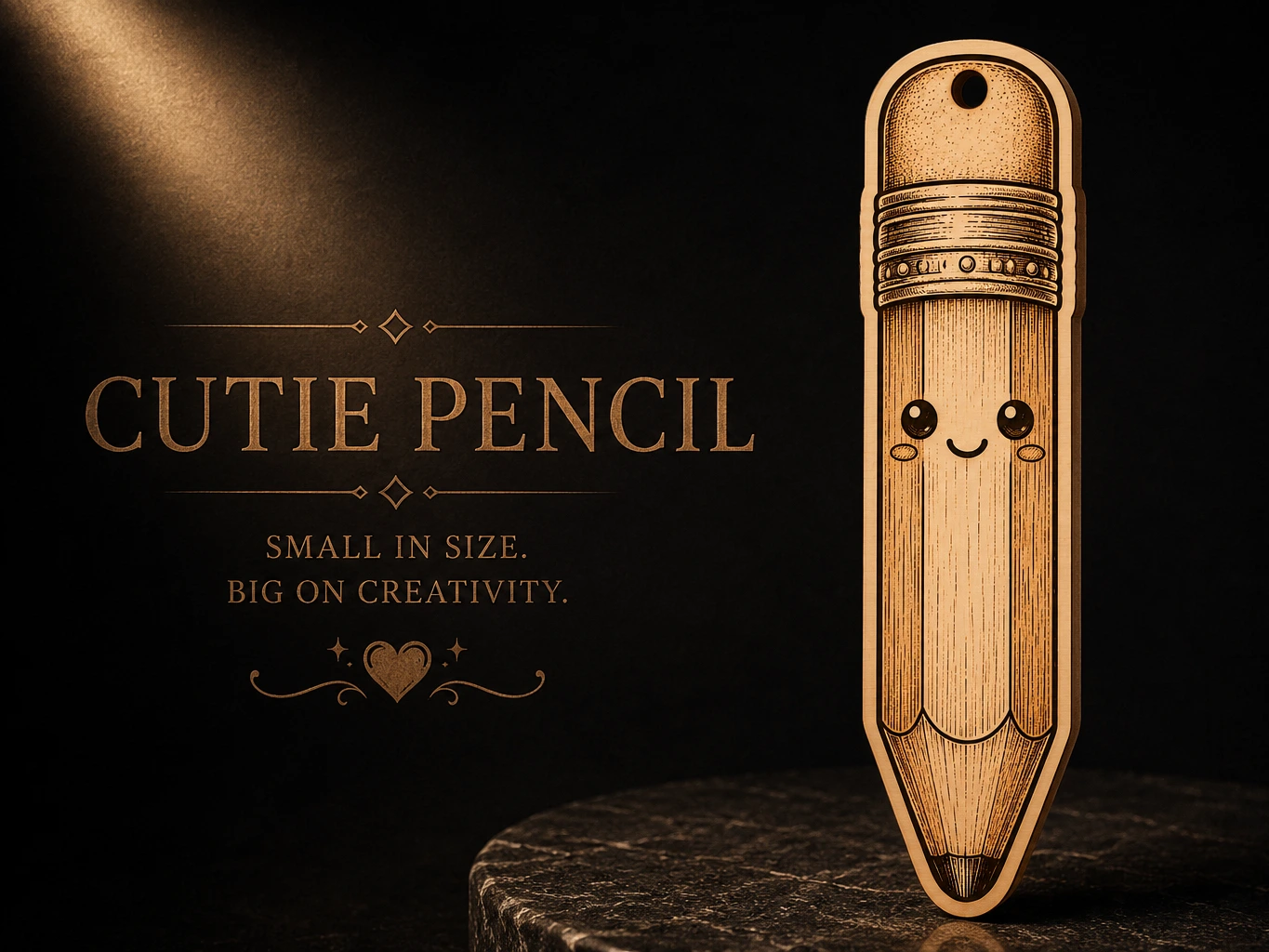Cute Pencil Shaped Wooden Keychain Tag