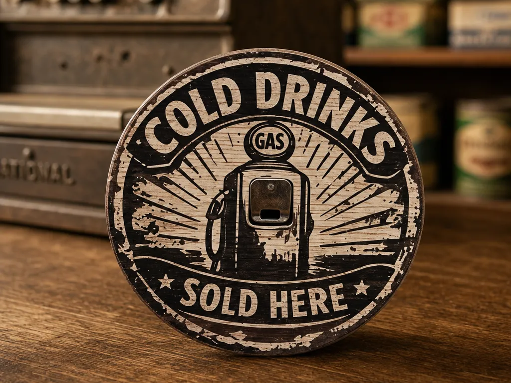 Vintage Style Cold Drinks Gas Pump magnetic Bottle Opener