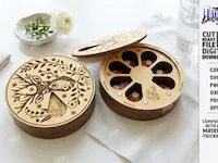 [Laser cut and engrave] Weekly Wooden Pill Organizer with Floral and Celestial Patterns Laser Cut Bundle. Pillbox. Storage Boxes