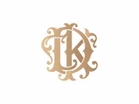 [Laser cut and engrave] Monogramme doré avec lettres DK entrelacées sur fond vert texturé