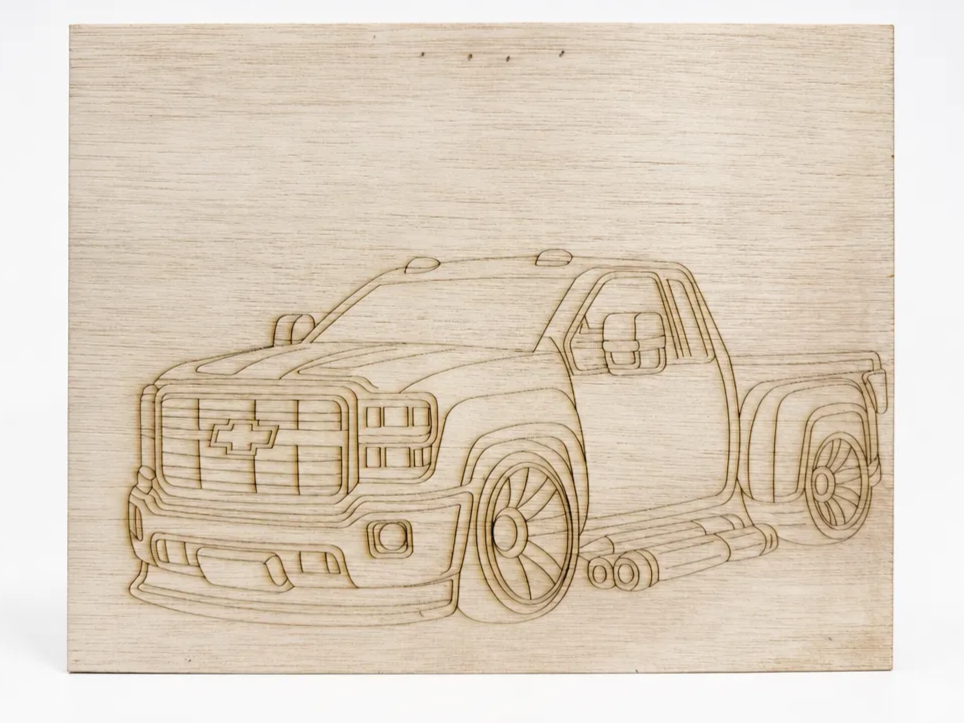 Chevrolet pickup truck wooden wall art plaque