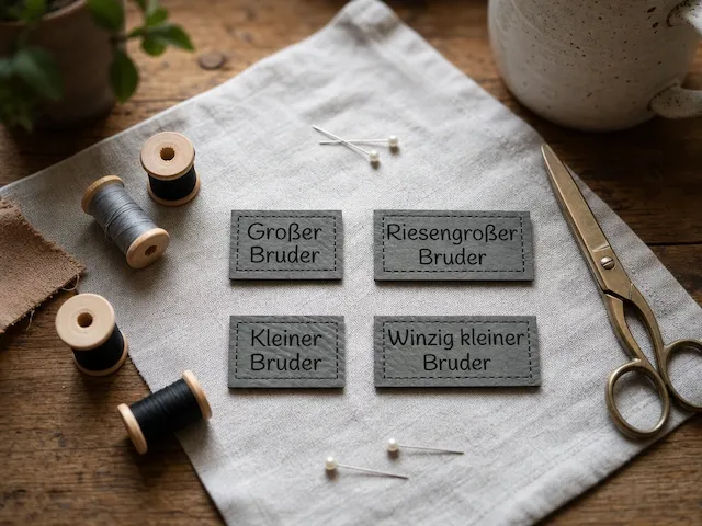 Bundle : 4 Textil-Labels mit Bruder-Schriftzug zum Aufnähen, Patches