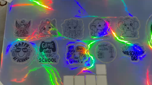 [Laser cut and engrave,Inkjet printing] Holographic Sticker Sheet with Assorted Characters and Back to School Designs