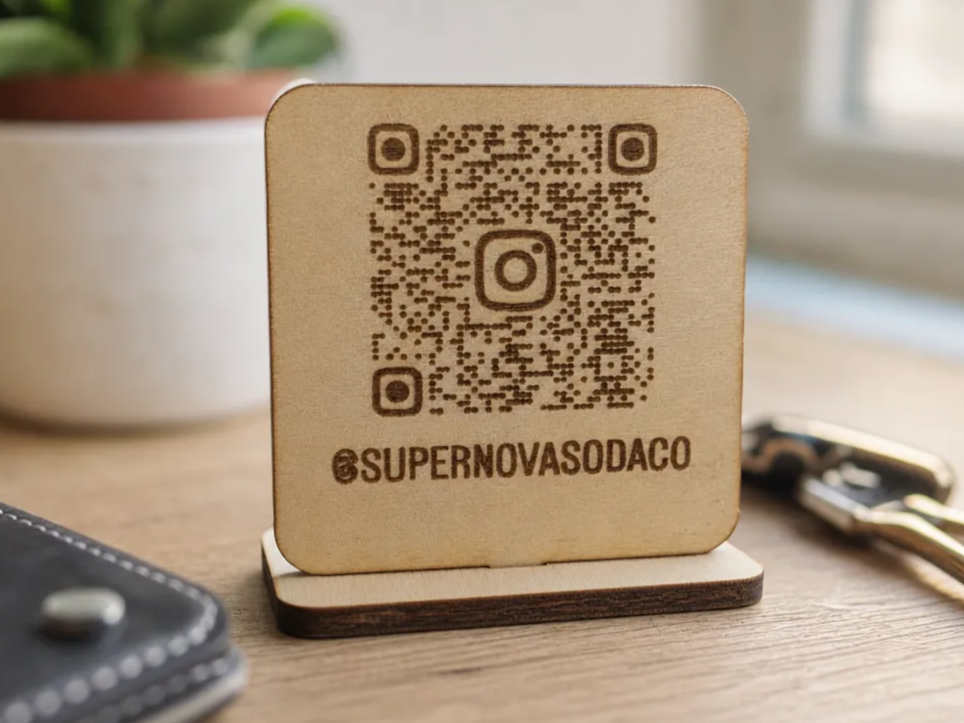 Wooden Instagram QR Code Social Media Display Sign