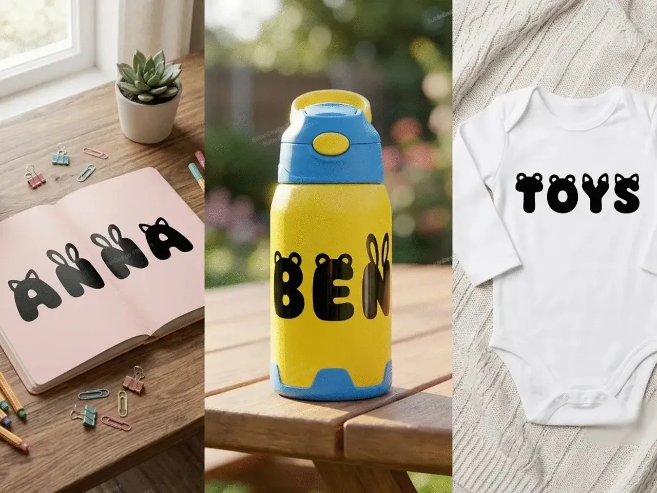 [Laser cut and engrave] Animal Ear Alphabet Font