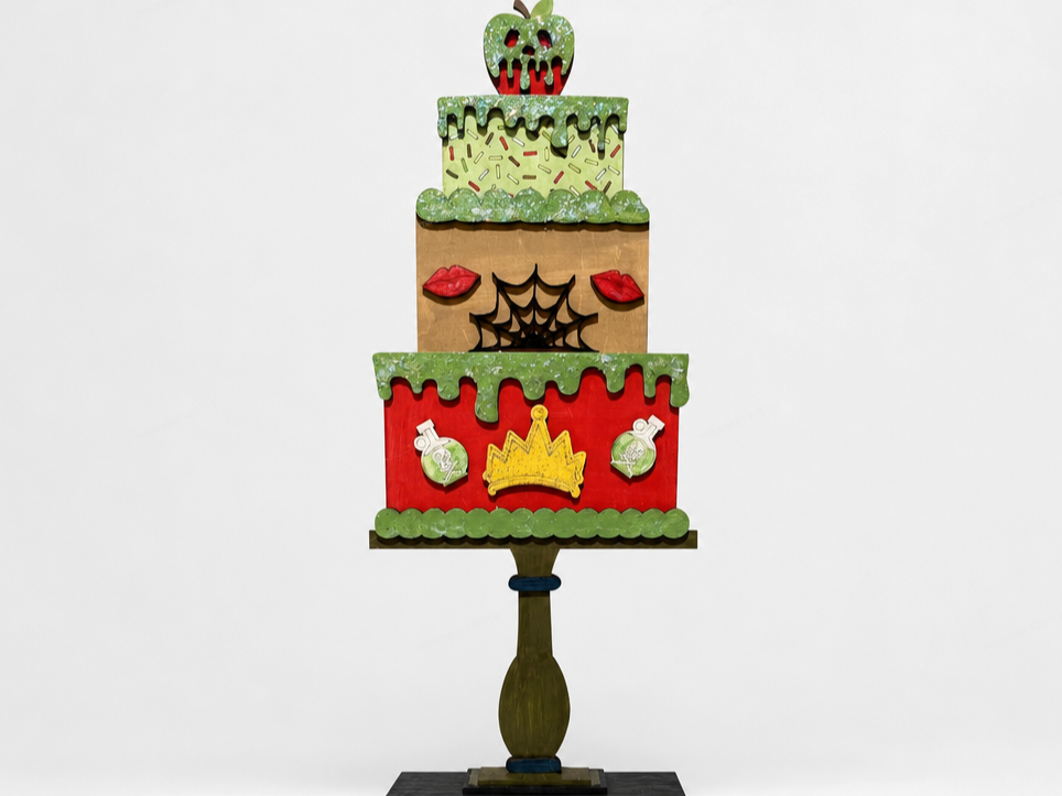 Tiered Poison Apple Themed Cake Tabletop Display