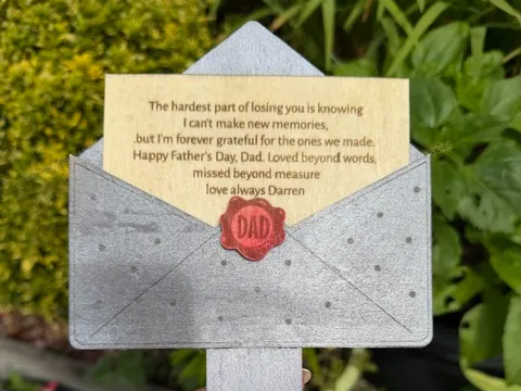 Memorial Father's Day Envelope Garden Stake with Sympathy Message