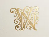 [Laser cut and engrave] VN Ornate Wedding Monogram – Elaborate V & N Initials with Decorative Flourishes for Luxury Invitations, Laser Cut Décor & Engraving