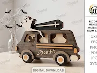 [Laser cut and engrave] 3D Fall & Halloween Layered Cars Bundle. Vintage Truck Laser Cut Files. Autumn Automobile Decor. Pumpkin. Ghost SVG. Spooky Home Decor