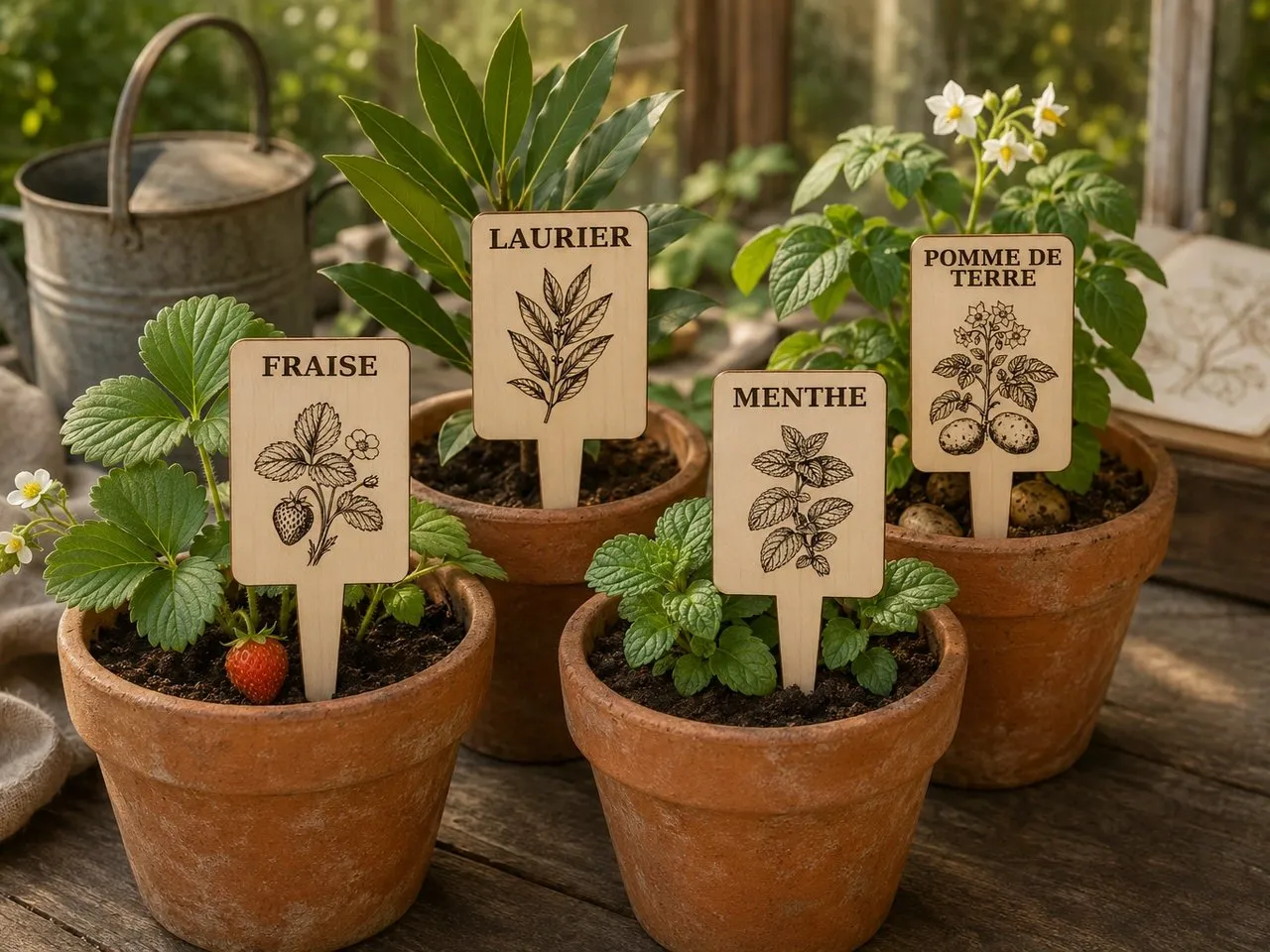 [Laser cut and engrave] Étiquettes de jardin en bois pour plantes aromatiques et potagères