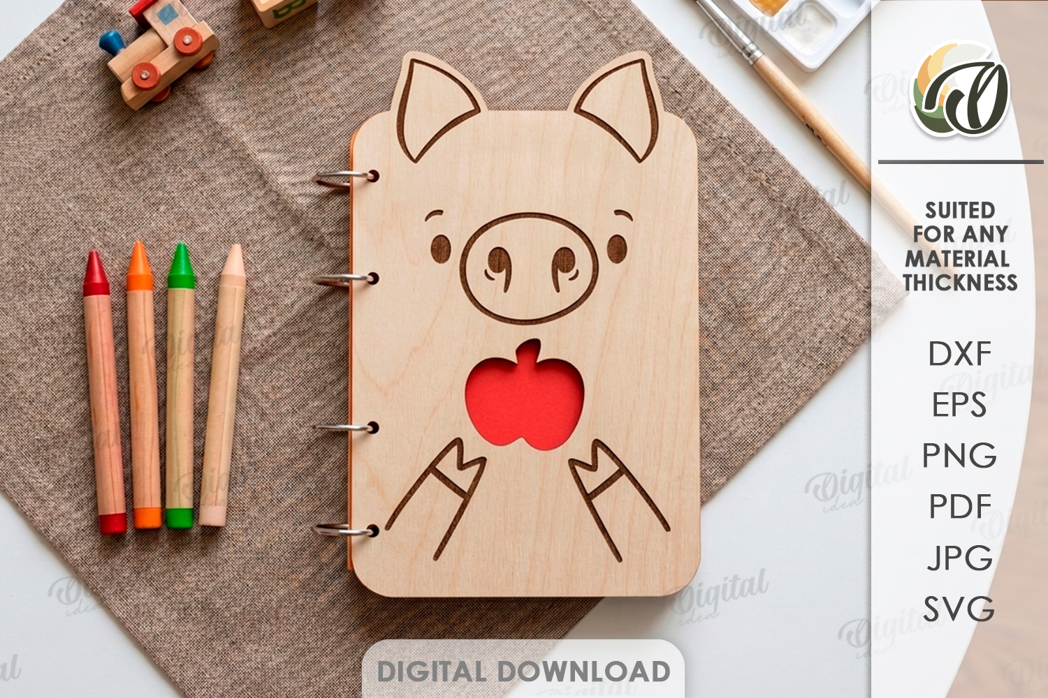 [Laser cut and engrave] Cute Notebook Covers Bundle. Animal Journal Cover Laser Cut Files. Kids Notebook. School SVG. 4 Ring Binder. Children's Planner
