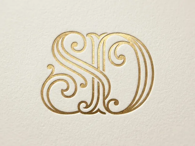 SD Heritage Wedding Monogram – Classic S & D Initial Emblem for Invitations, Keepsakes, Laser Cut Signs, Engraving & Bridal Décor