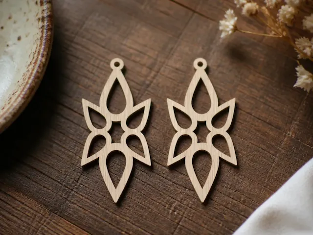 Geometric Star Shaped Wooden Earring Pendants