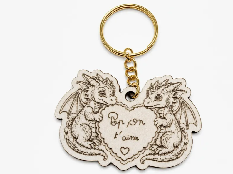 🐉Porte-clé Dragonnets d'amour – Porte-clé personnalisable Fête des Pères